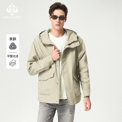 Mangano曼加龙 连帽风衣夹克秋冬新品美式休闲外套男宽松