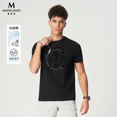 夏季 黑金系列轻奢圆领T恤男士 Mangano曼加龙 植绒短袖 长绒棉