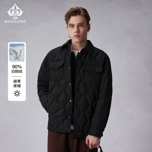 曼加龙新款90白鹅绒夹克羽绒服男