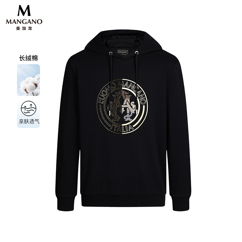 Mangano曼加龙连帽卫衣套头休闲宽松春秋季2024新品男纯棉100%棉