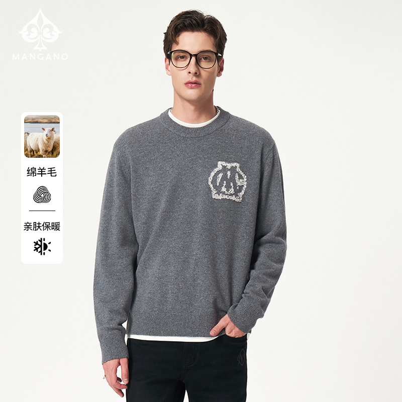 【纯羊毛】Mangano曼加龙 秋冬新款圆领毛衣针织衫美式羊毛衫男款 【纯羊毛】Mangano曼加龙 秋冬新款圆领毛衣针织衫美式羊毛衫男款