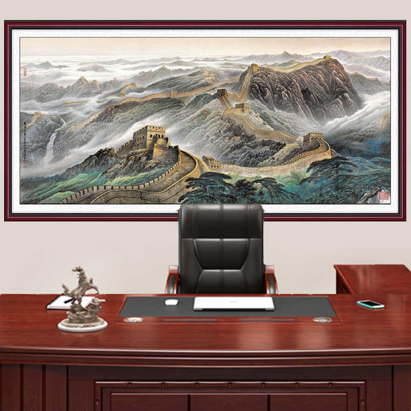 新中式万里长城山水装饰画客厅沙发背景墙挂画新款国画靠山图壁画