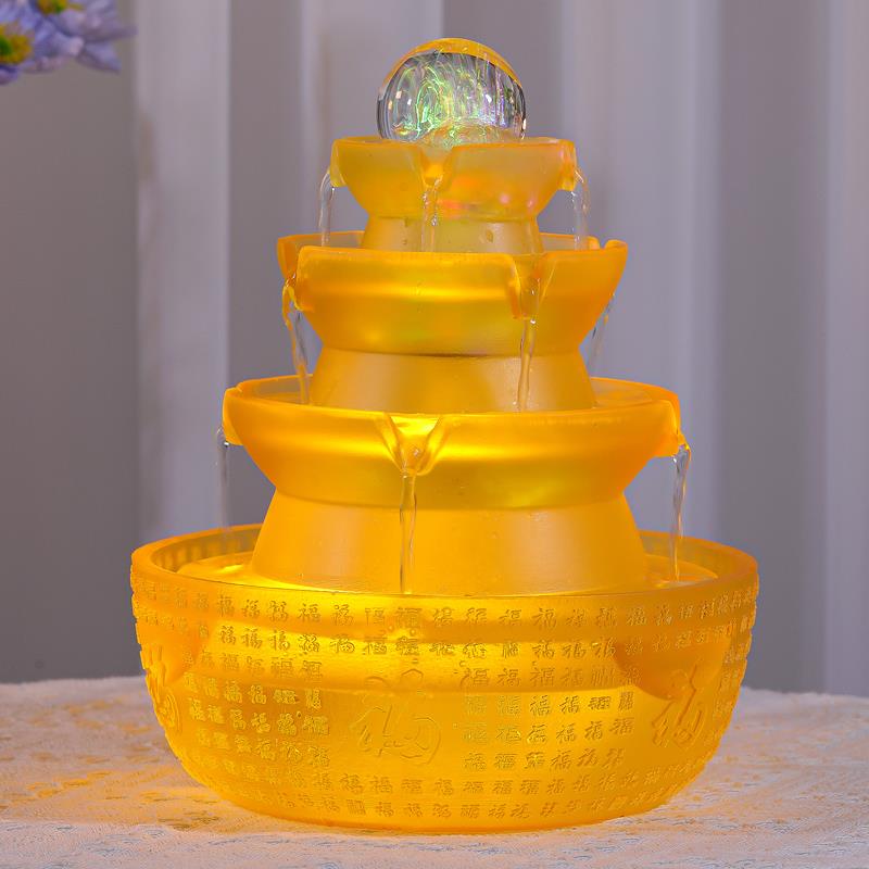 流水摆件循环水客厅招财加湿器财源滚滚乔迁礼品办公室现代风水轮