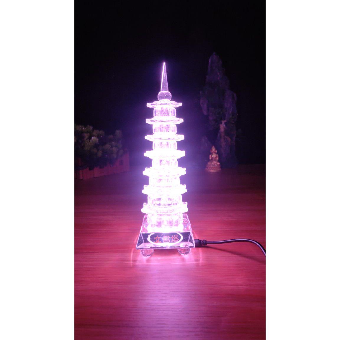 水晶文昌塔书房桌面摆件七7层9层客厅柜台摆件人造水晶工艺品发光