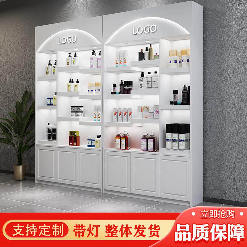 简约现代化妆品展示柜 可移动美容院产品柜 江西省烤漆背柜定制