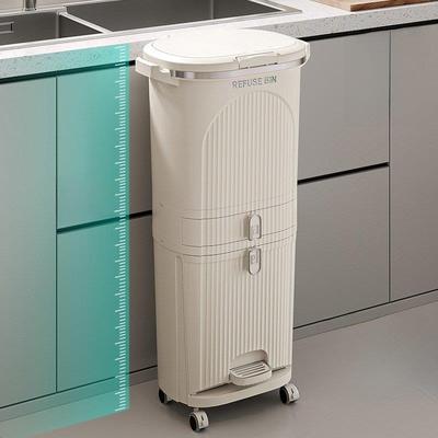 厨房垃圾桶家用2025新款大号双层高款日式分类专用厨余干湿分离桶