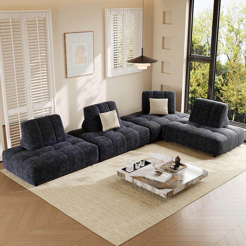 威斯勒布艺沙发客厅直排双面坐可移动靠背极简小户型模块真皮沙发