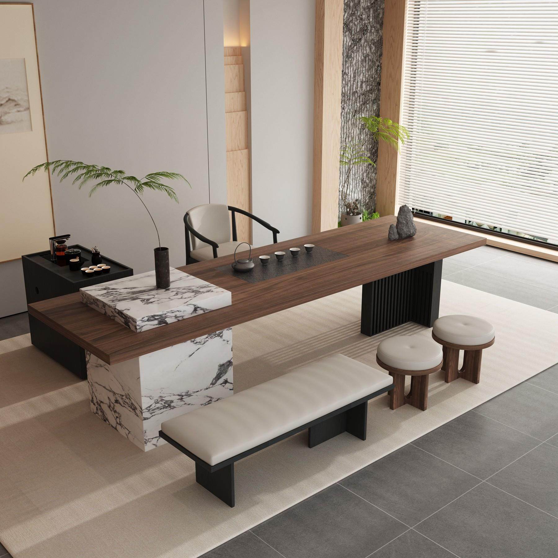 意式现代极简岩板新中式茶桌椅组合泡茶台轻奢办公室茶室家具定制,住宅家具,家用茶台/茶桌,淘宝优惠券,粉丝福利购,淘宝优惠卷