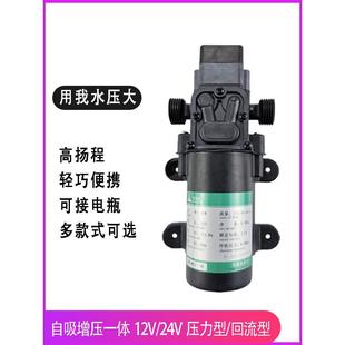 电动喷雾水泵12v电机高扬程隔膜泵小型铜芯24V清洗机增压泵