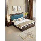 新中国风实木官方帽床无障碍豪华软双人床黑檀木1.8米气压高盒子