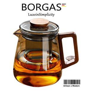 德国Borgas玻璃茶壶家用火炉茶壶耐高温加厚茶具茶水分离茶壶