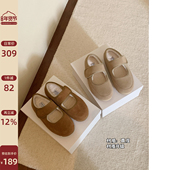 玛丽珍鞋 绵羊泡芙女鞋 秋冬复古暖棕晚晚鞋 Chio2nd南风 加绒平底鞋