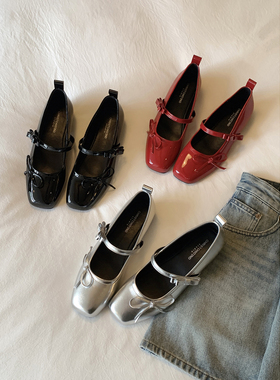 Chio2nd南风 玛丽珍女鞋配裙子的鞋子红色小皮鞋绝美不累脚小单鞋