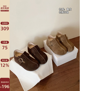 加绒厚底真皮软乎乎保暖鞋 Chio2nd南风 冬季 女鞋 子 5CM增高勃肯鞋