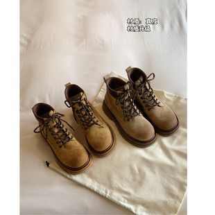 英伦风秋季 2024新款 超火绒面黄色真皮短靴 马丁靴女款 Chio2nd南风