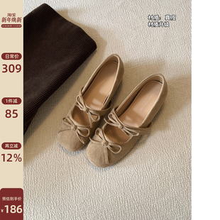 单鞋 小皮鞋 女法式 平底鞋 子 复古方头蝴蝶结玛丽珍女鞋 Chio2nd南风