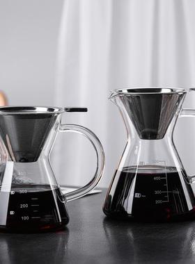 厂家直销高硼硅玻璃手冲咖啡壶带过滤分享咖啡壶煮茶壶可loge