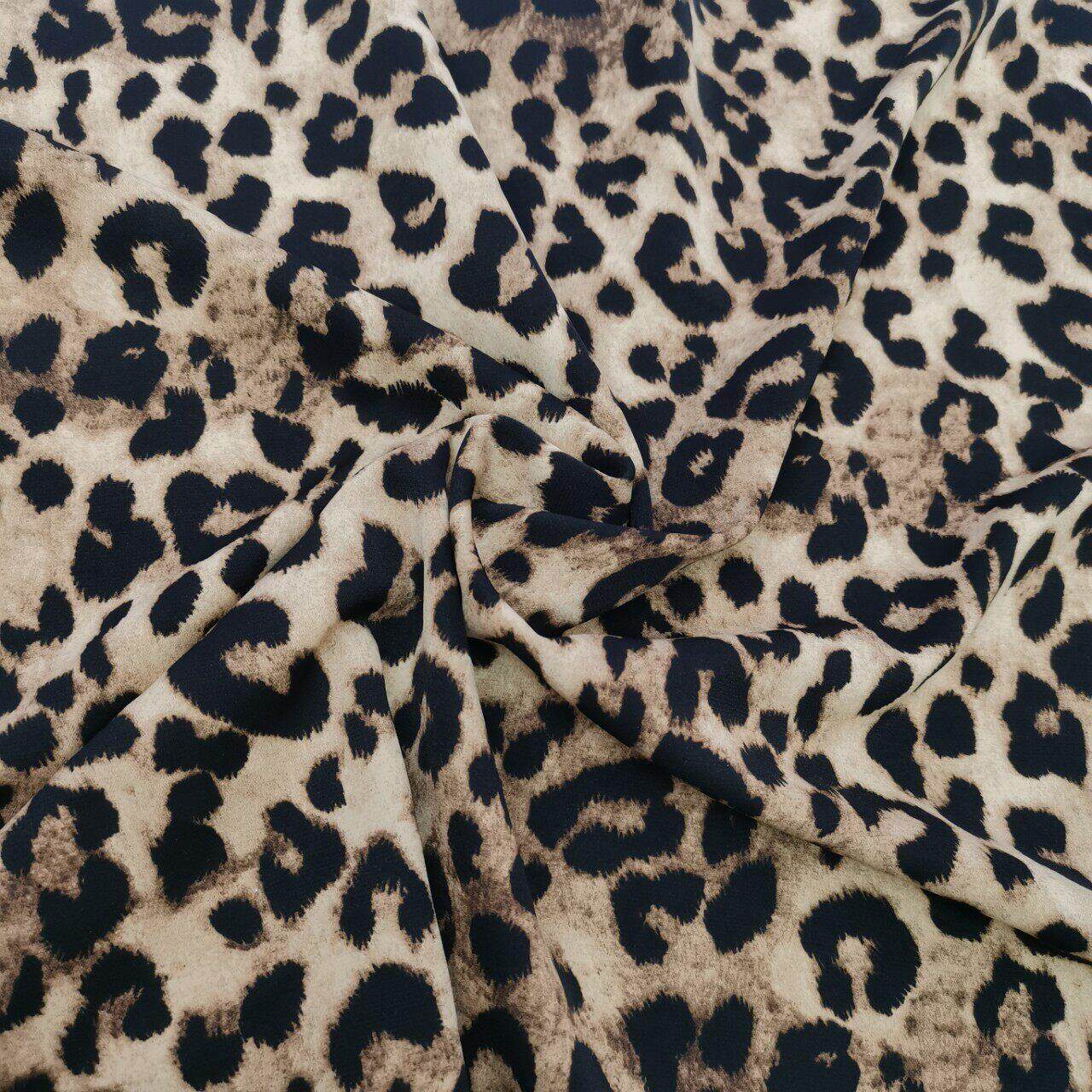 2025新款豹纹不透雪纺印花连衣裙衬衫裙子快时尚豹纹印花布料