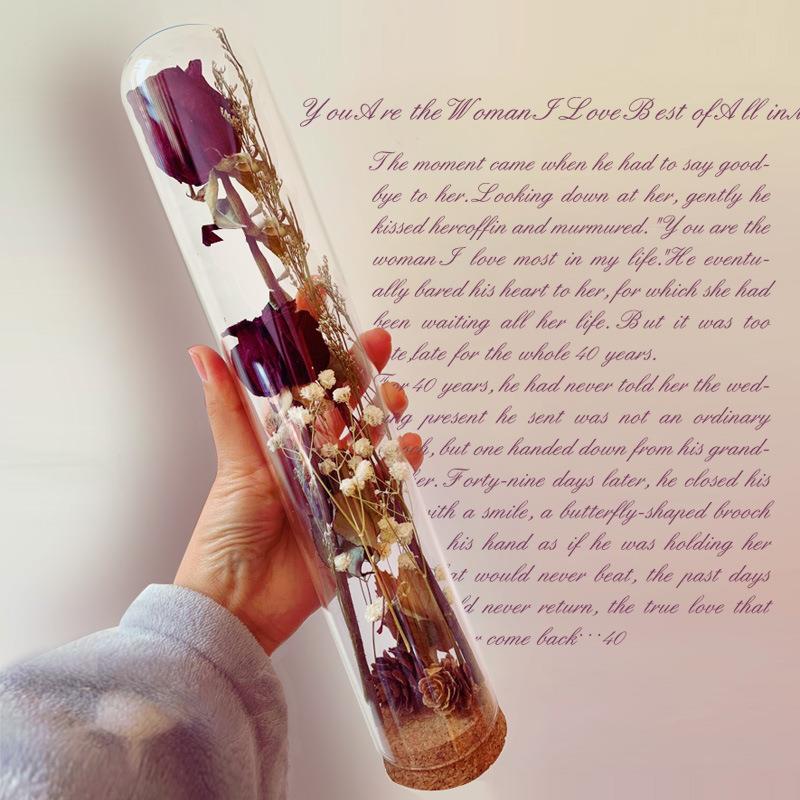 软木塞加高款玻璃罩 玫瑰干花收纳摆件 diy饰品玻璃瓶试管瓶密封