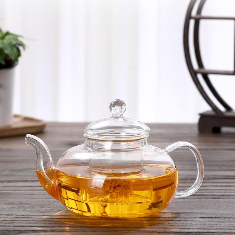 现货耐热透明玻璃花茶壶高硼硅玻璃茶具清新套装泡茶壶花茶壶