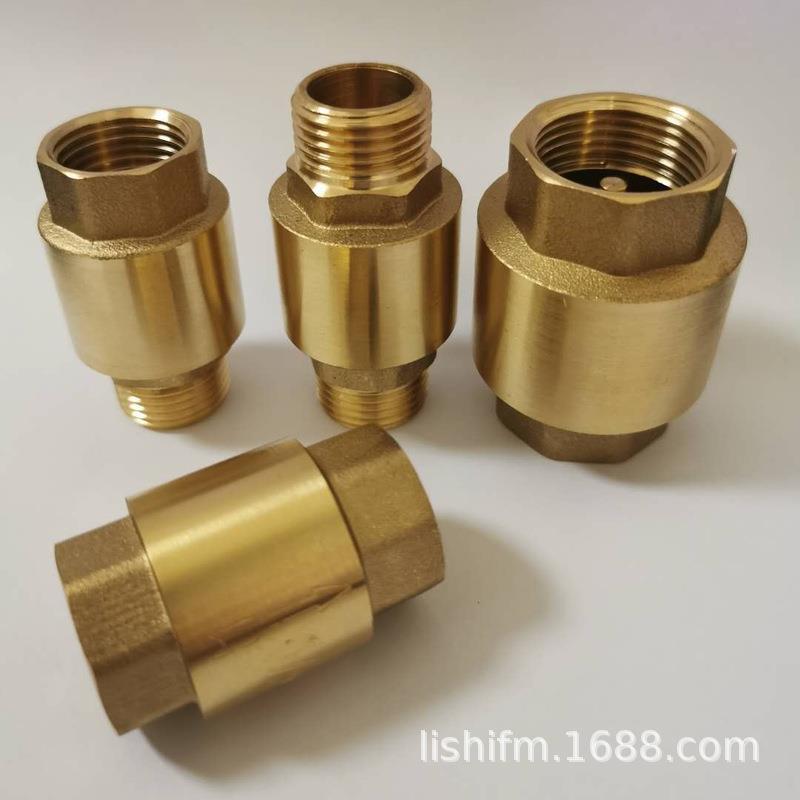 黄铜止回阀弹簧止逆阀立式单向阀止水阀防倒流返流4分6分1寸铜芯