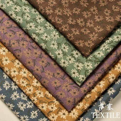 棉麻数码印花布料 碎花布料田园风布料碎花裙子连衣裙布