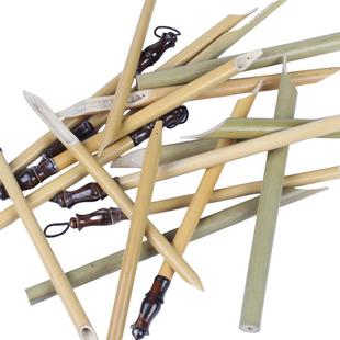 亚马逊手工竹笔蘸水笔藏文书法竹子蘸墨笔左斜右斜平头dip pen