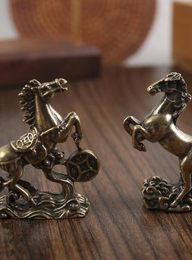 黄铜马上小摆件家居桌面茶宠时来运转纯铜工艺品马到成功生肖马