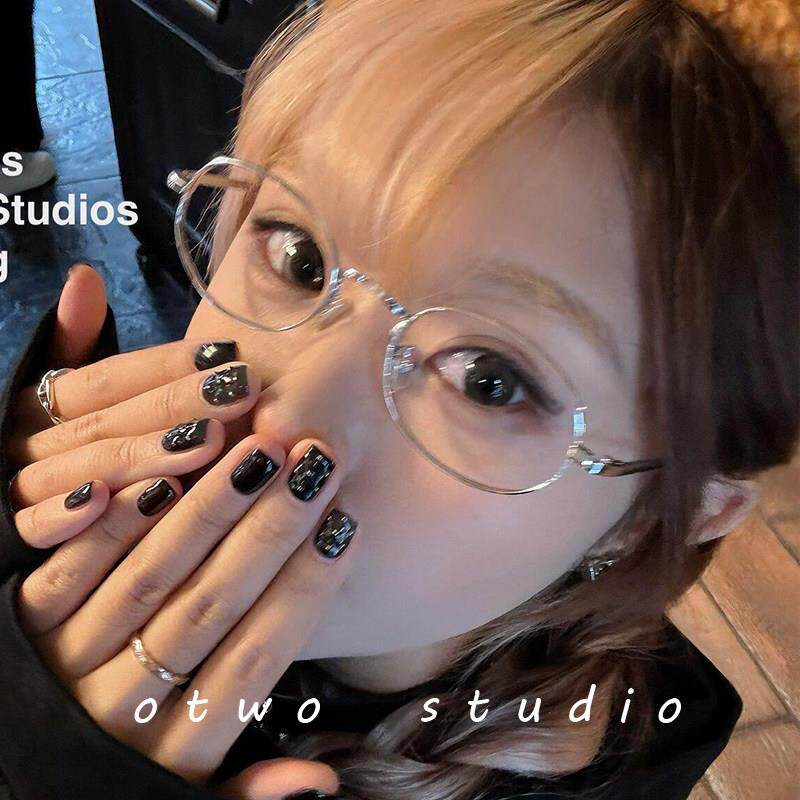 椭圆金丝小脸复古眼镜框镜架女高级感可配近视防蓝光韩系眼镜男款