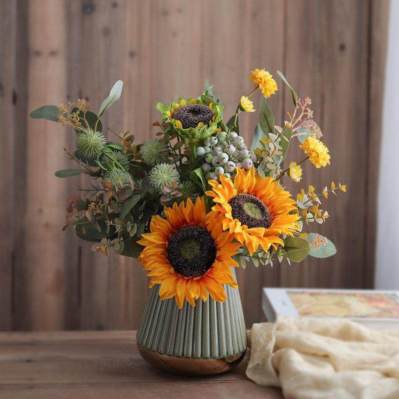 在野 向日葵仿真花束客厅餐桌假花干花插花摆件装饰花艺摆设套装,家居饰品,仿真花/假花,淘宝优惠券,粉丝福利购,淘宝优惠卷