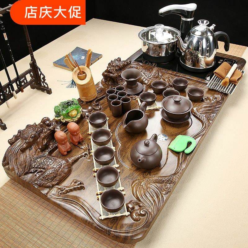 全自动茶盘烧水壶一体茶具套装家用客厅功夫泡茶台整套办公大茶海