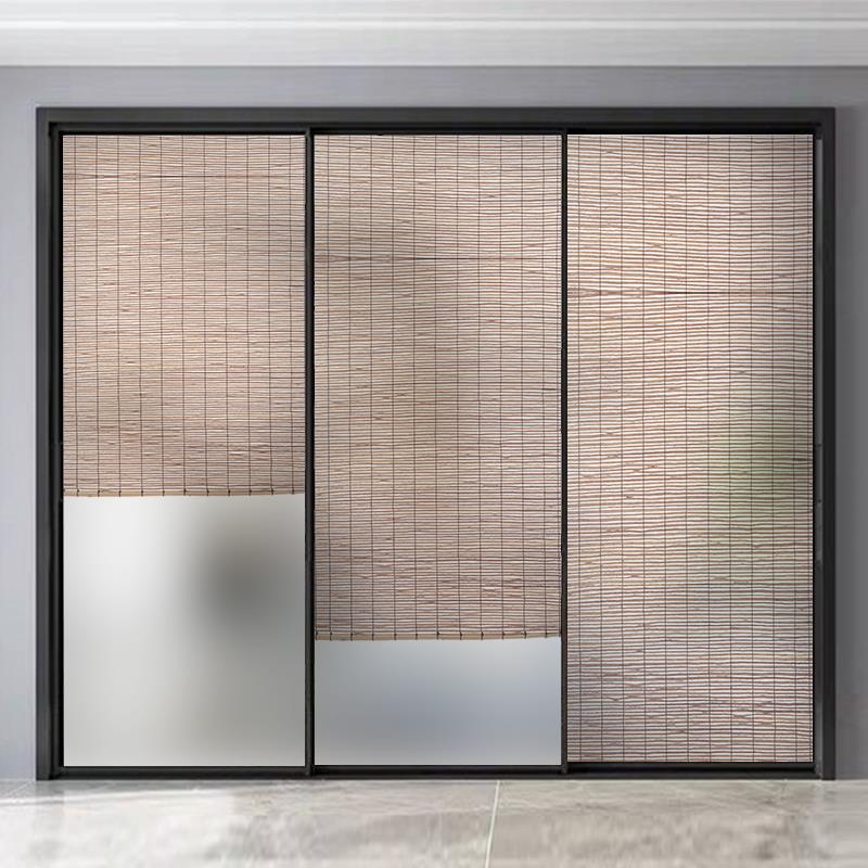 仿竹帘中式艺术玻璃门窗户贴纸办公室浴室移门客厅磨砂玻璃贴膜