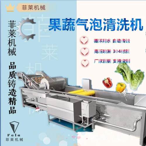 洗菜机大型商用全自动果蔬气泡清洗机草莓豆角消毒机去农残清洗线