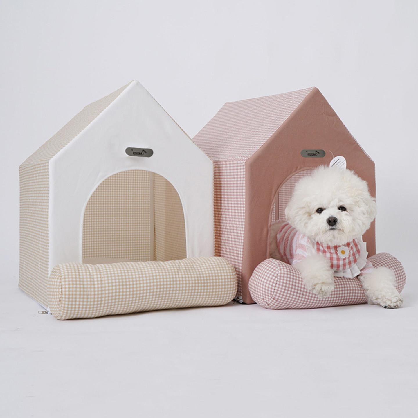 ins可拆洗狗窝小型犬泰迪比熊四季狗屋全封闭宠物帐篷猫房子睡垫