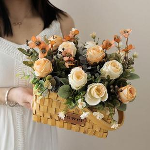 人造花假花束向日葵客厅陈设装饰绢花艺术餐桌咖啡桌干小盆栽花篮