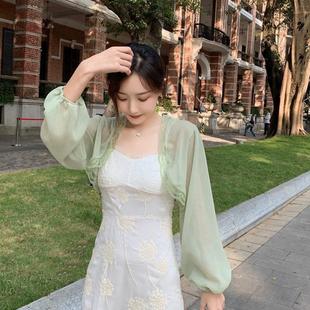女外套 夏季 女装 雪纺防晒衣短款 蕾丝上衣女配吊带裙小披肩甜美开衫