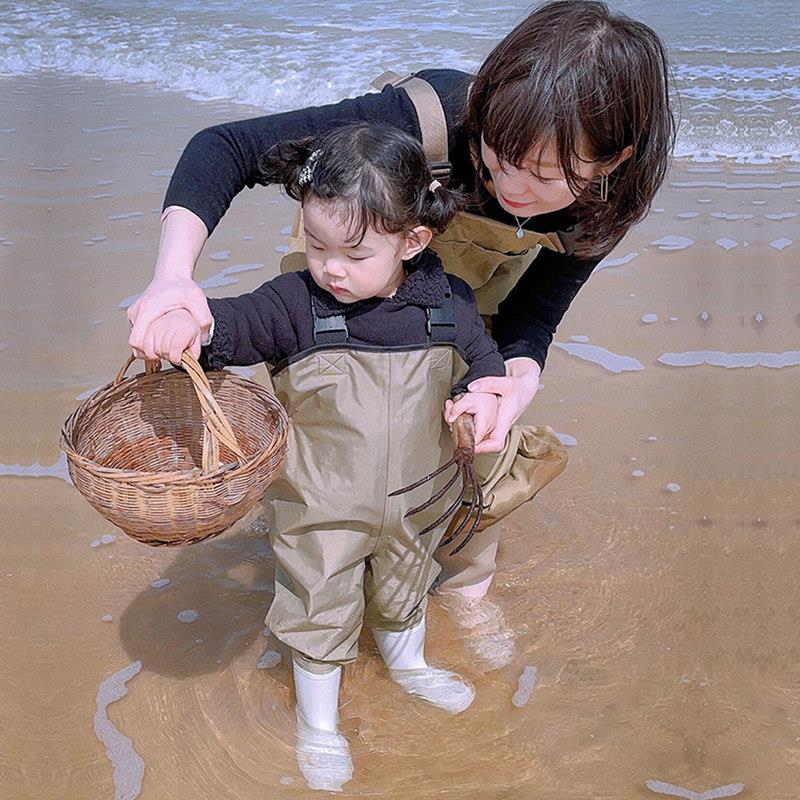 sekoya儿童涉钓鱼裤抱婴袋连身宝宝玩水抓鱼玩泥沙亲子钓鱼赶海下