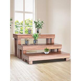 客厅储物架花盆架阳台防腐木花架实木地板立式室内梯多层多肉花架