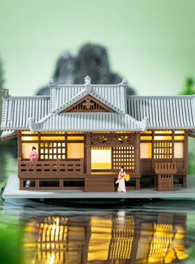 中式古建筑模型假山房子水陆缸鱼缸微景观造景书房庭院盆景摆件