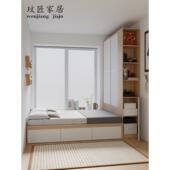 定制卧室榻榻米床存储榻榻米床衣柜集成滑动门衣柜存储小公寓