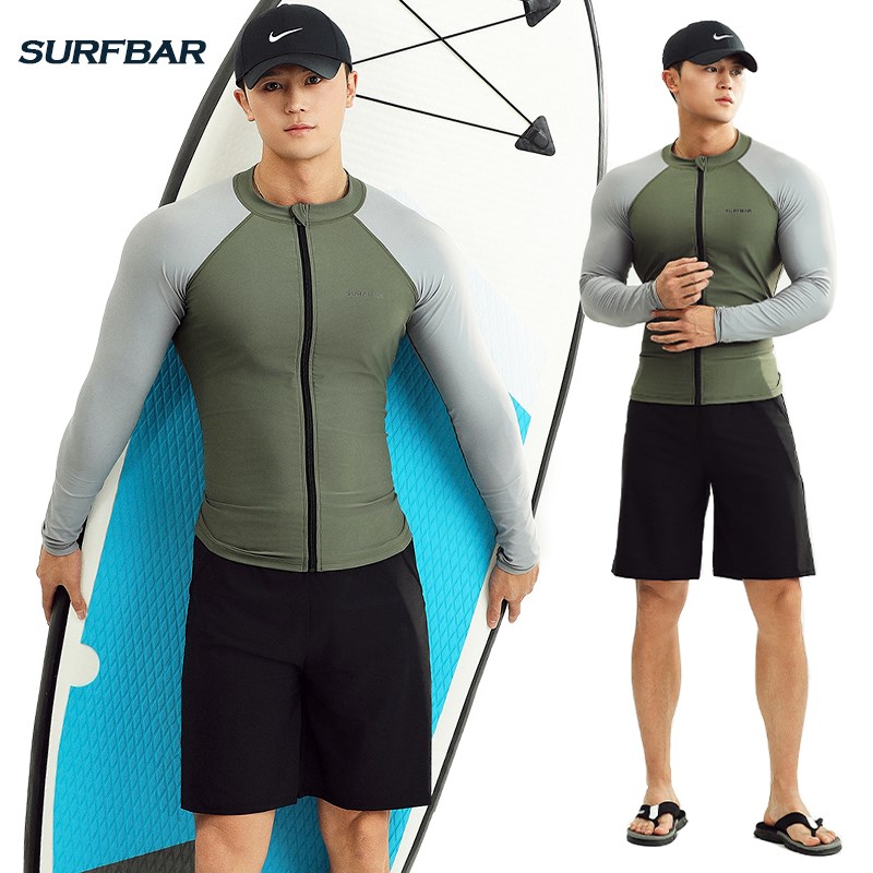 潜水服男沙滩防晒上衣速干浮潜冲浪服长袖泳衣大码温泉水母衣套装
