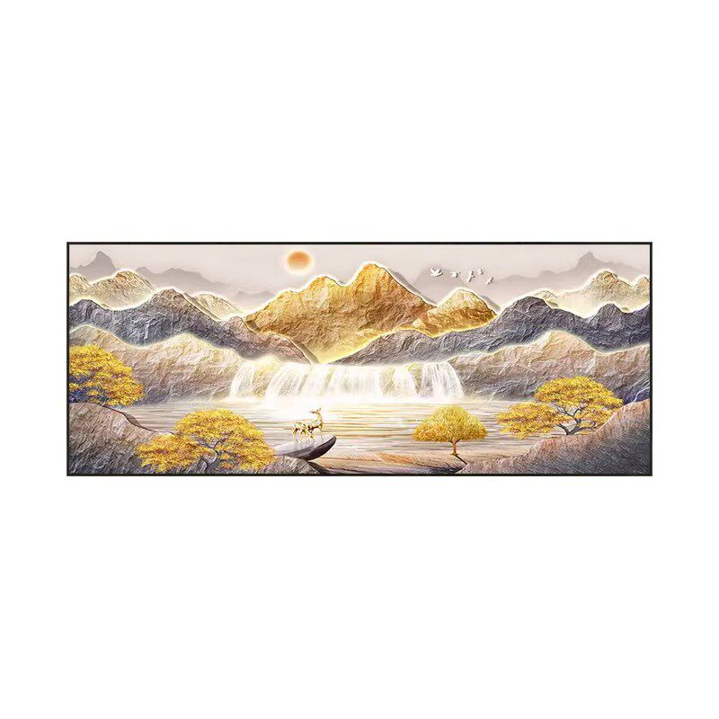 流水生财钻石画满钻2026新款客厅粘钻石贴十字绣大气山水轻奢餐厅
