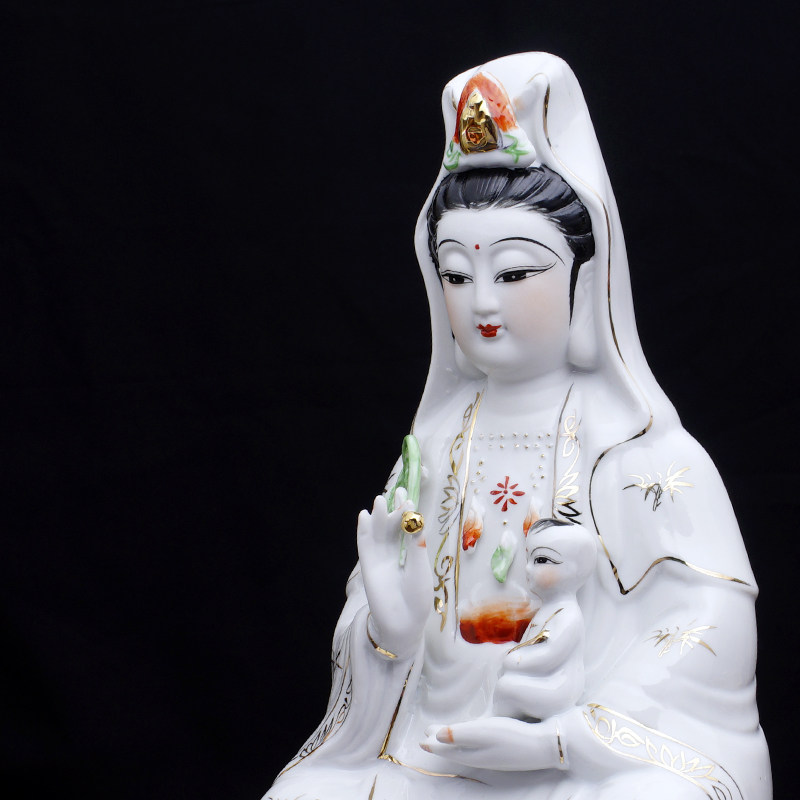 陶瓷送子观音菩萨佛像南海观世音菩萨像摆件工艺品