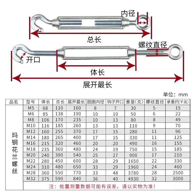 玛钢镀锌花篮螺丝 花兰螺丝 拉紧器 钢丝绳 拉紧器 开体花篮6810