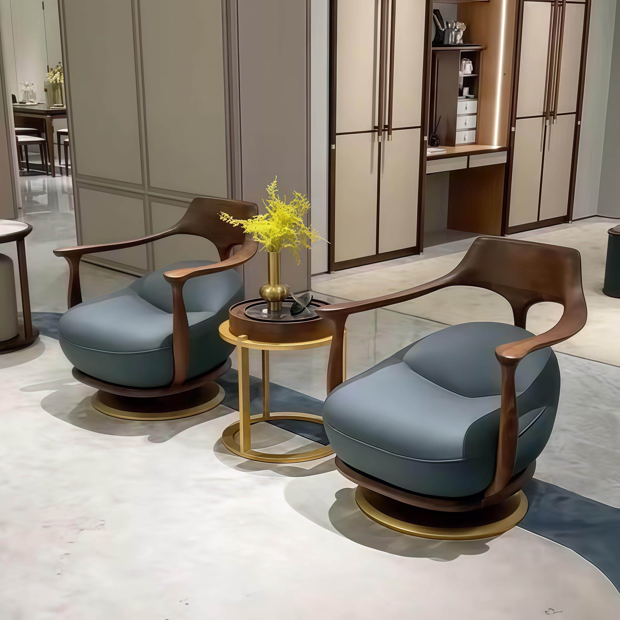 元宝椅可旋转北美黑胡桃木轻奢客厅别墅民宿接待高端单人实木沙发,住宅家具,沙发椅,淘宝优惠券,粉丝福利购,淘宝优惠卷