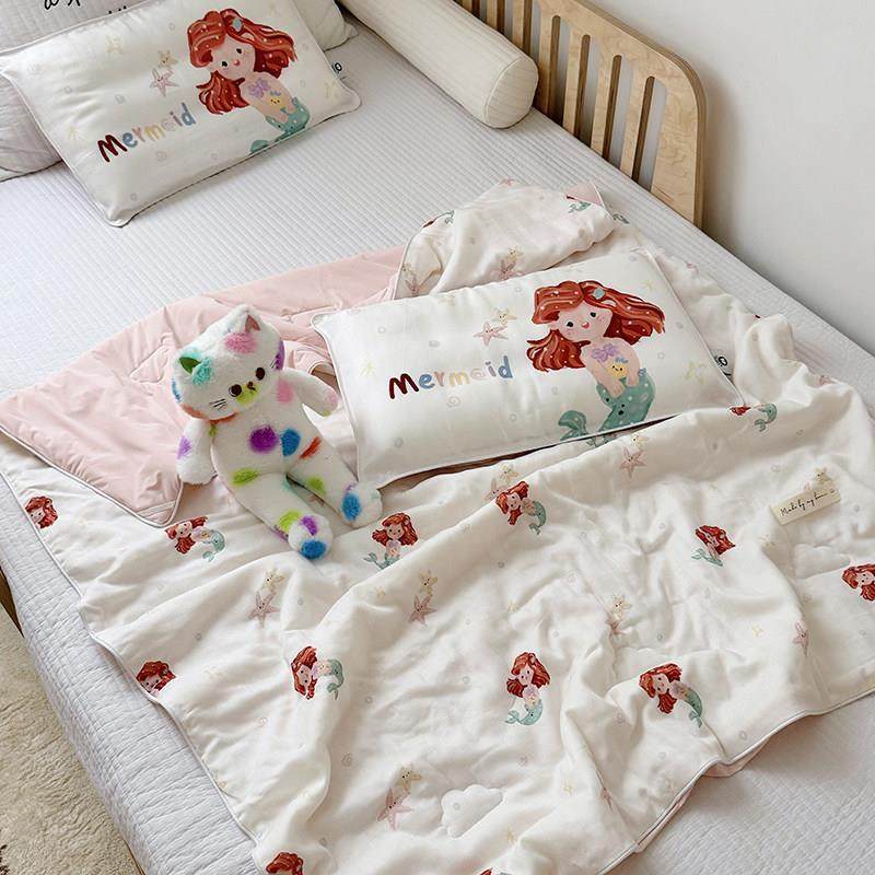 可爱美人鱼儿童双层纱夏凉被可机洗凉感宝宝幼儿园小冰皮空调被子,床上用品,化纤被,淘宝优惠券,粉丝福利购,淘宝优惠卷