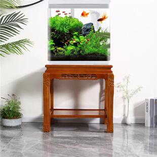 超强承重鱼缸架盆景架置物架简约现代中式实木花架榆木泰山石底座