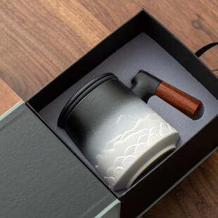 元山陶瓷过滤茶杯杯杯，茶水分离茶杯，办公室有盖个人杯子定制