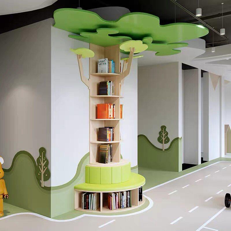 图书馆培训中心大树创意圆形坐凳落地绘本书架早教幼儿园学校展示