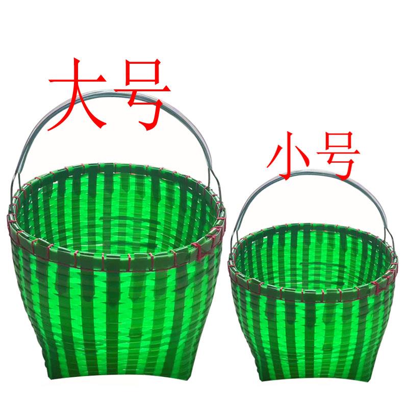 手工编织提篮菜篮水果篮家用塑胶编织收纳篮采茶用提篮